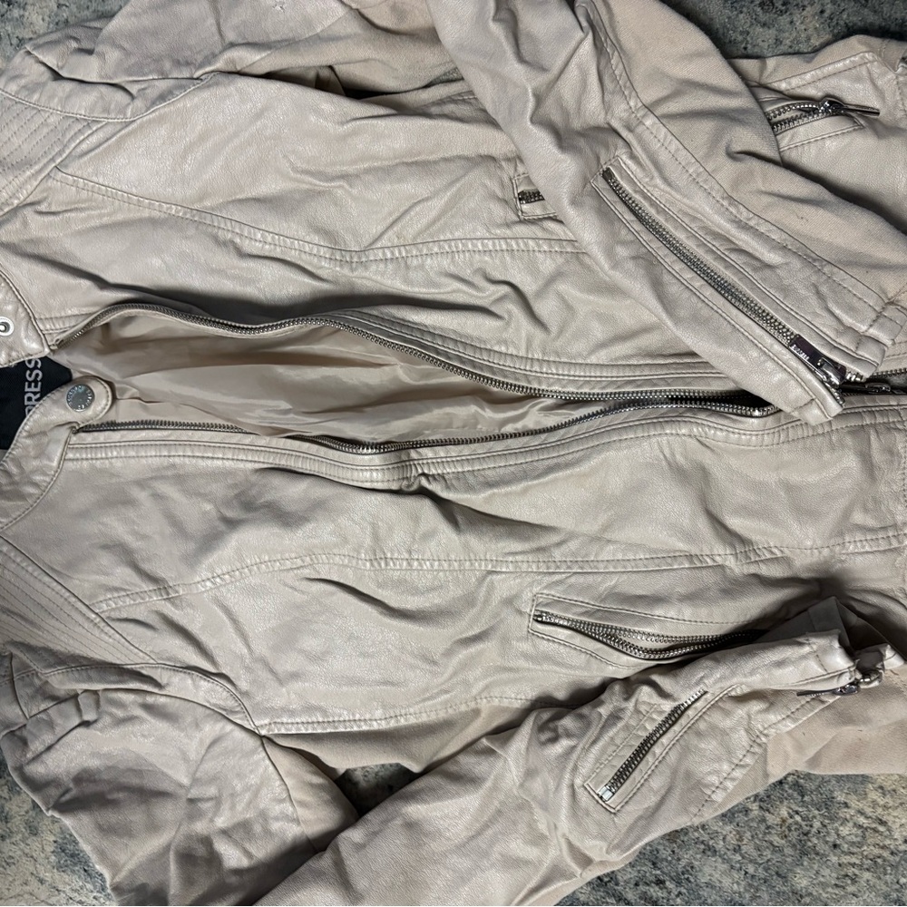 Express Women's Light Beige Leather Jacket